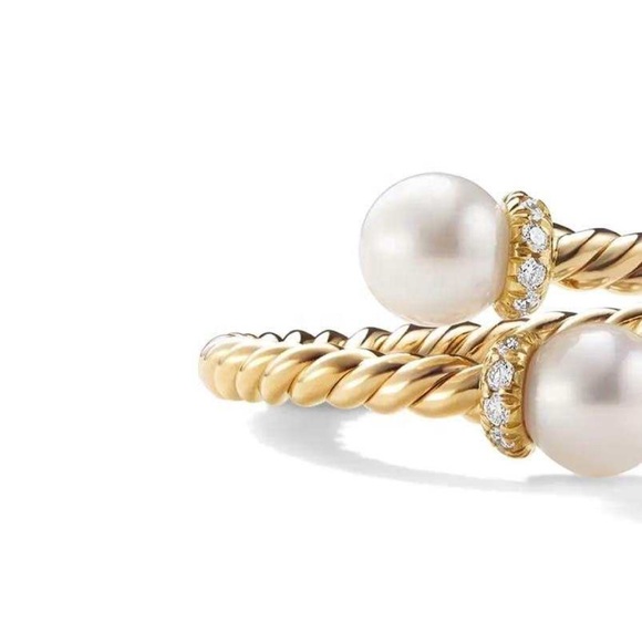 New: Gold Vermeil Twisted Rope Pearl Ring - Picture 5 of 10